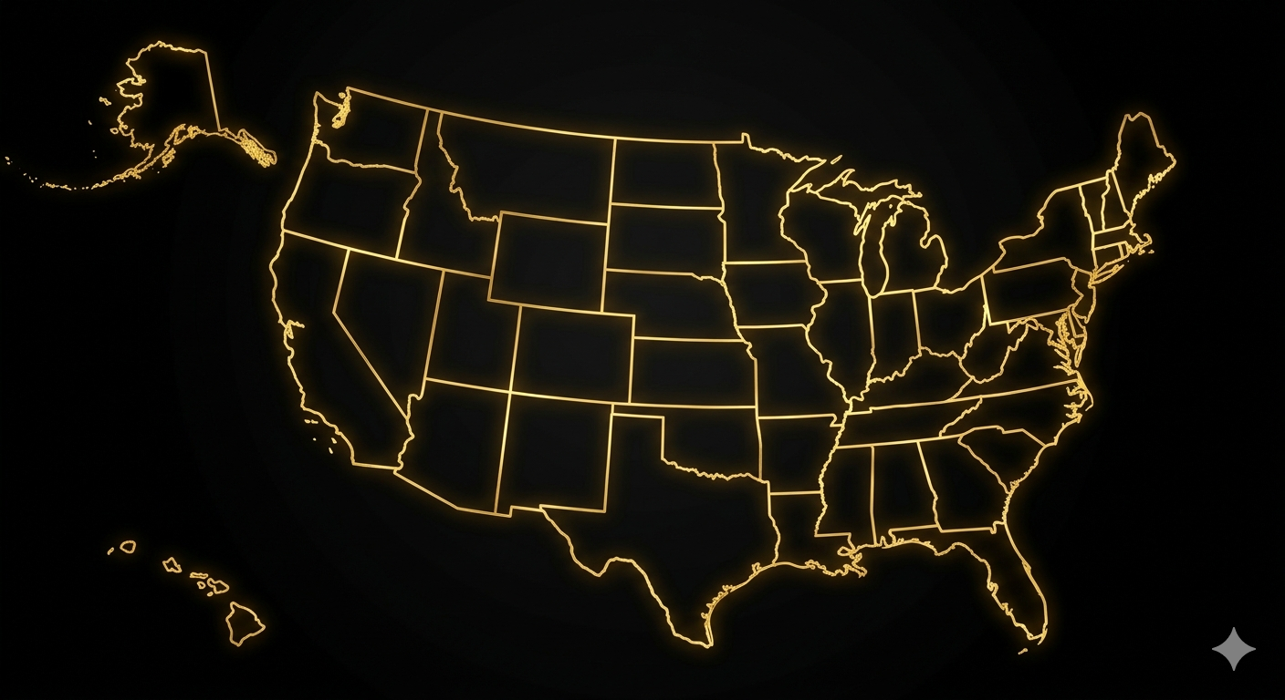 Map of the United States highlighting W. Fix's nationwide RV transport coverage